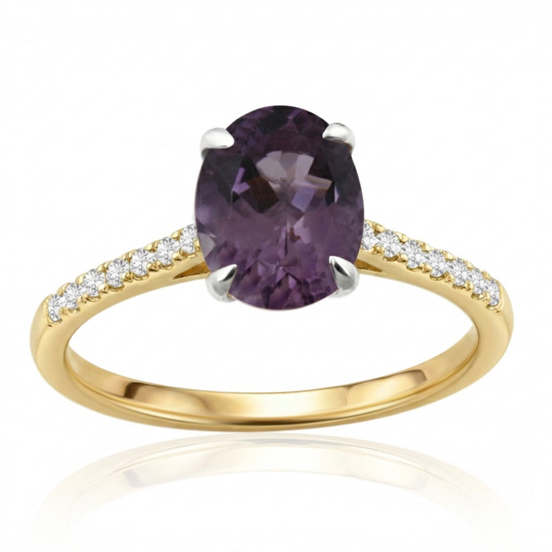 R-44648-AM-Y  Diamond & Amethyst Dress Ring