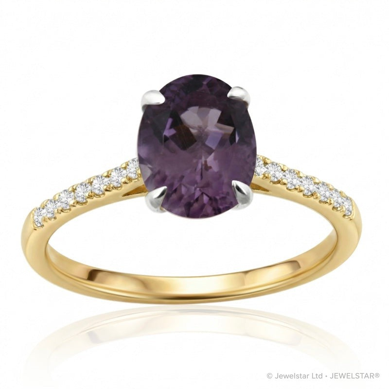 R-44648-AM-Y  Diamond & Amethyst Dress Ring