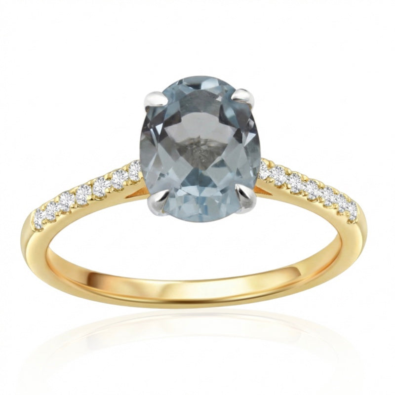 R-44648-BT-Y  Diamond & Blue Topaz Dress Ring