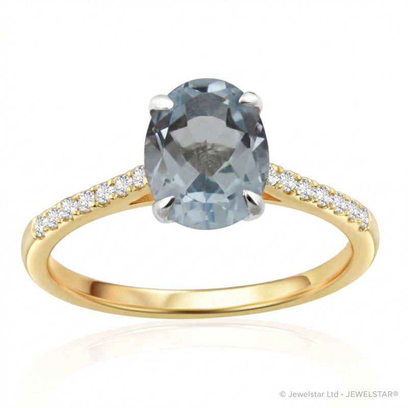 R-44648-BT-Y  Diamond & Blue Topaz Dress Ring
