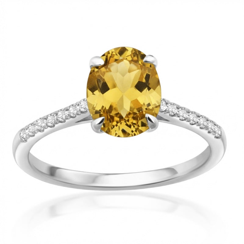 R-44648-CT-W  Diamond & Citrine Dress Ring