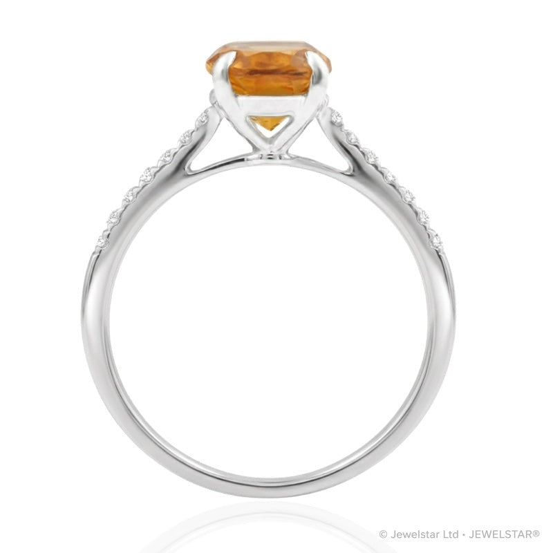 R-44648-CT-W  Diamond & Citrine Dress Ring