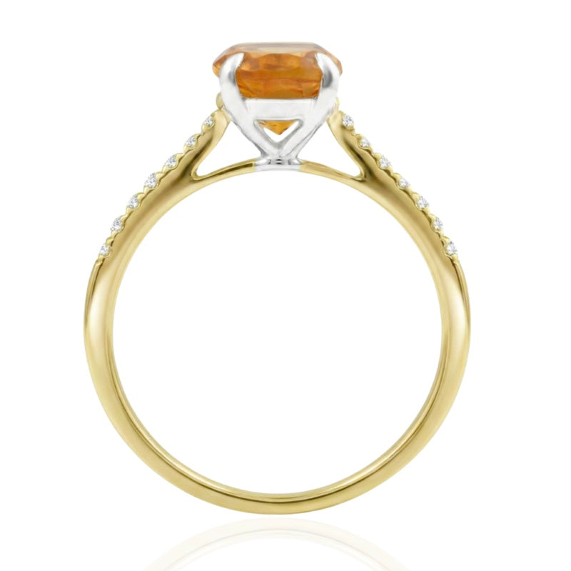R-44648-CT-Y  Diamond & Citrine Dress Ring