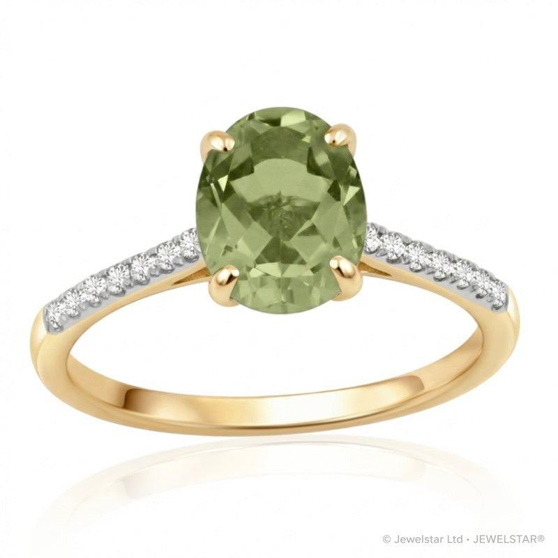 R-44648-PD-Y  Diamond & Peridot Dress Ring