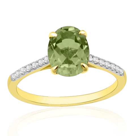 R-44648-PD-Y  Diamond & Peridot Dress Rings