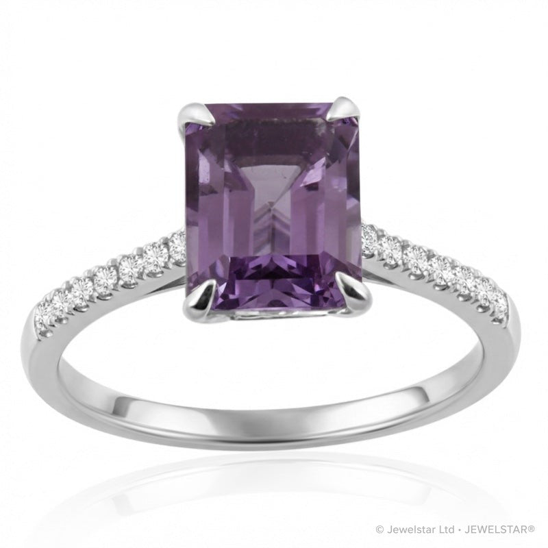 R-44649-AM-W  Diamond & Amethyst Dress Ring