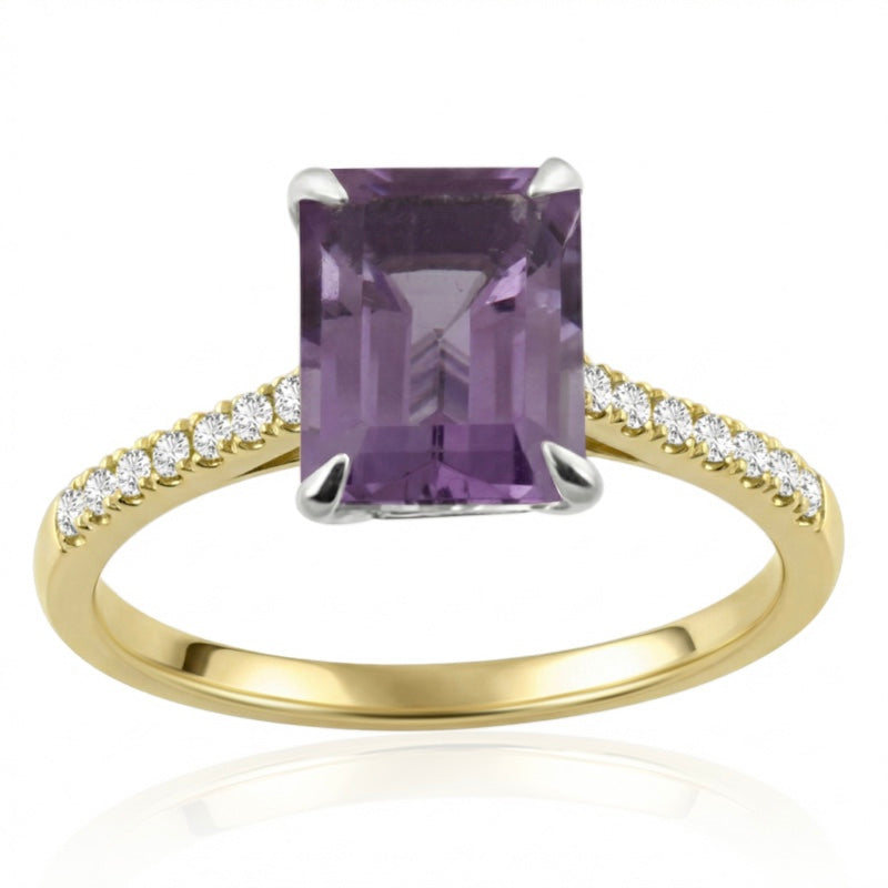 R-44649-AM-Y  Diamond & Amethyst Dress Ring