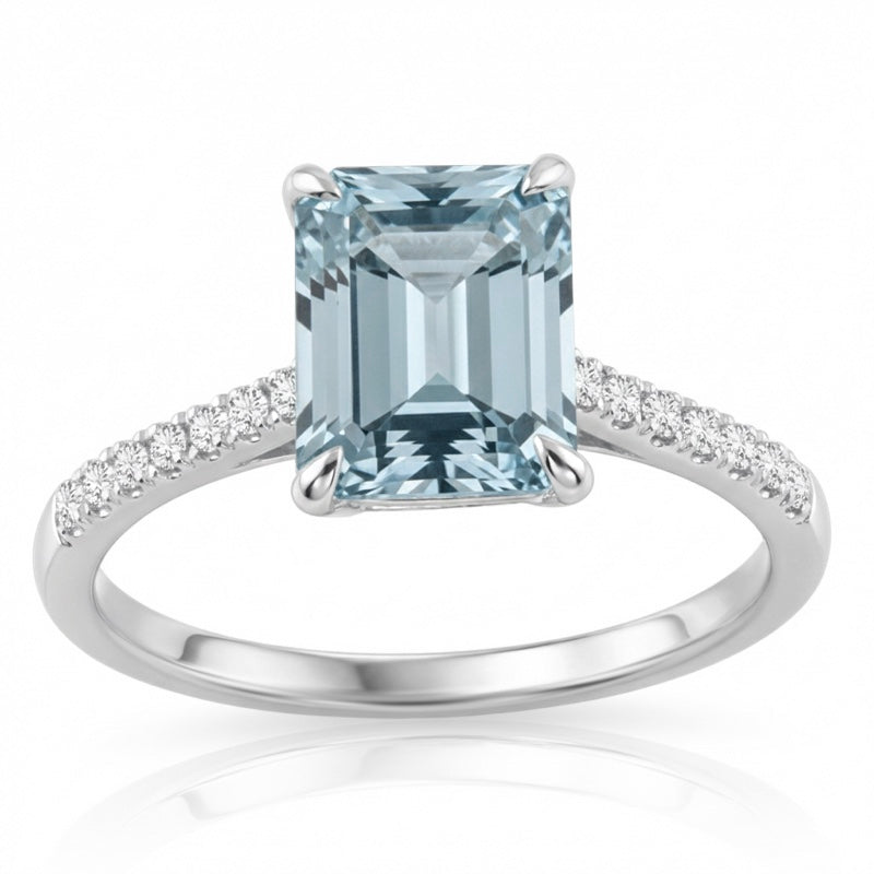 R-44649-BT-W  Diamond & Blue Topaz Dress Ring