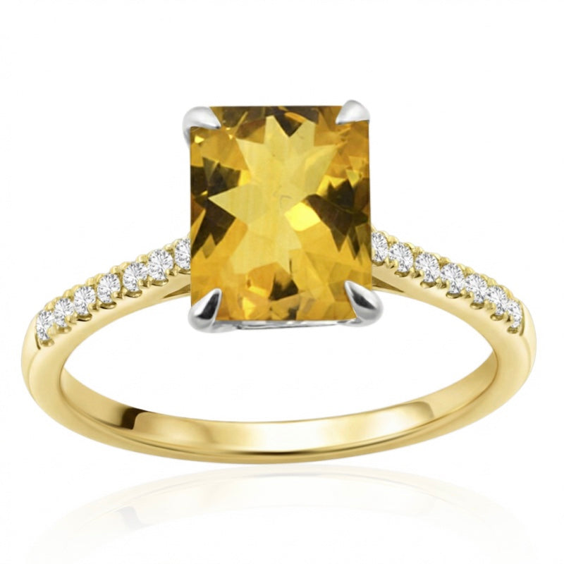 R-44649-CT-Y  Diamond & Citrine Dress Ring