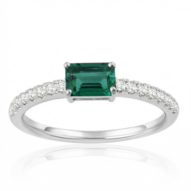 R-44650-EM-W  Diamond & Emerald Dress Ring