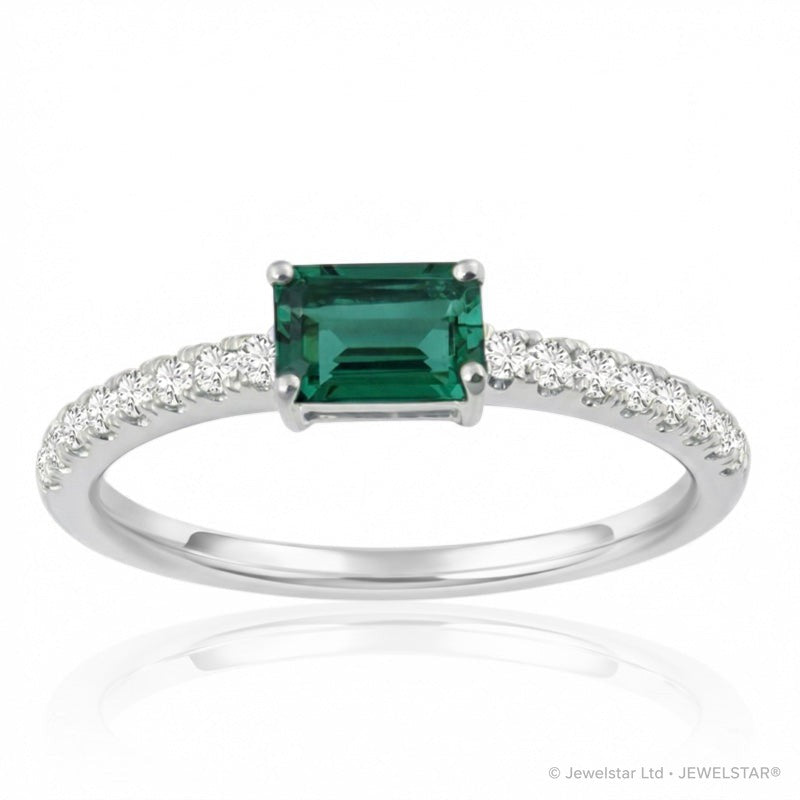R-44650-EM-W  Diamond & Emerald Dress Ring