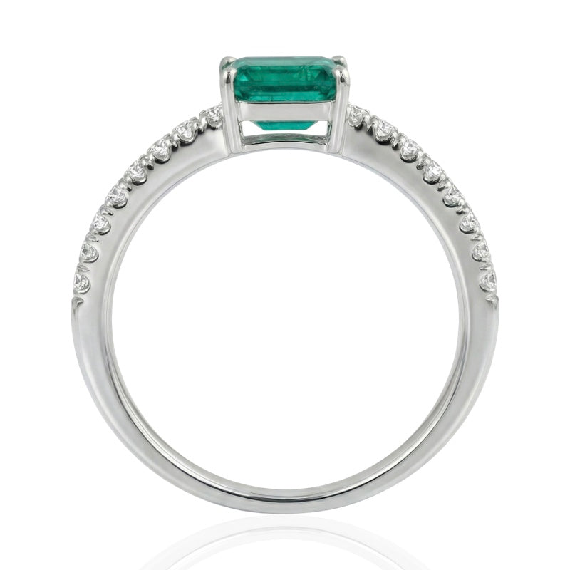 R-44650-EM-W  Diamond & Emerald Dress Ring