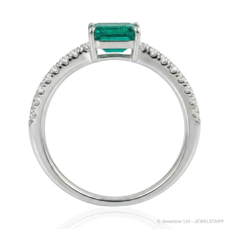 R-44650-EM-W  Diamond & Emerald Dress Ring