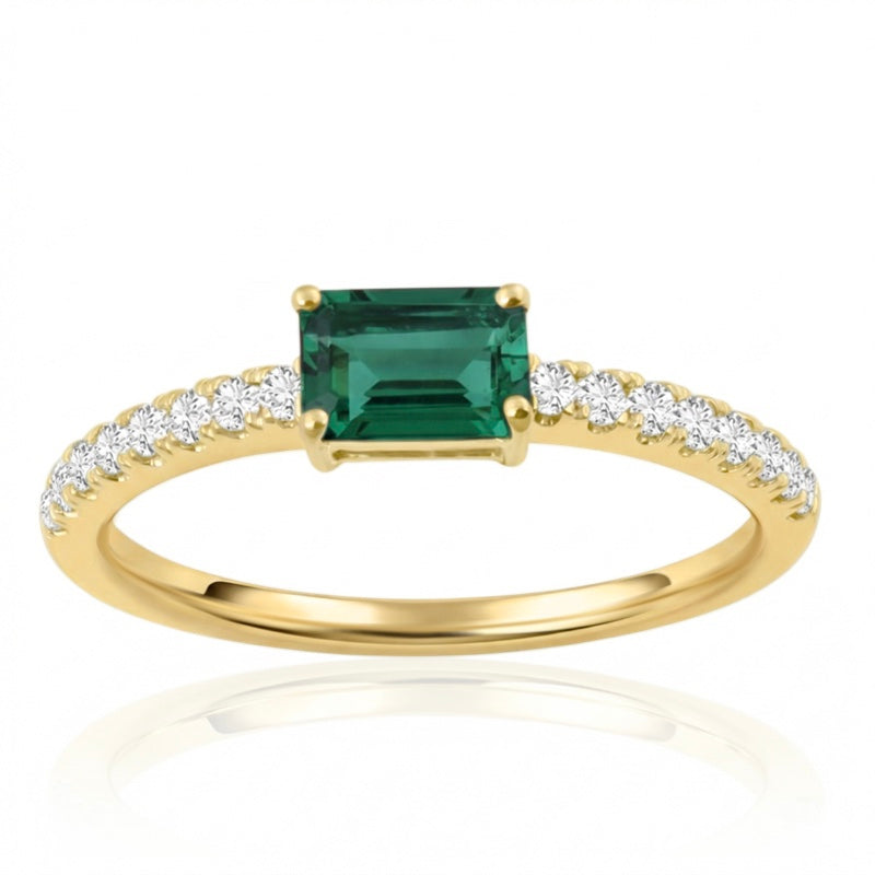 R-44650-EM-Y  Diamond & Emerald Dress Ring