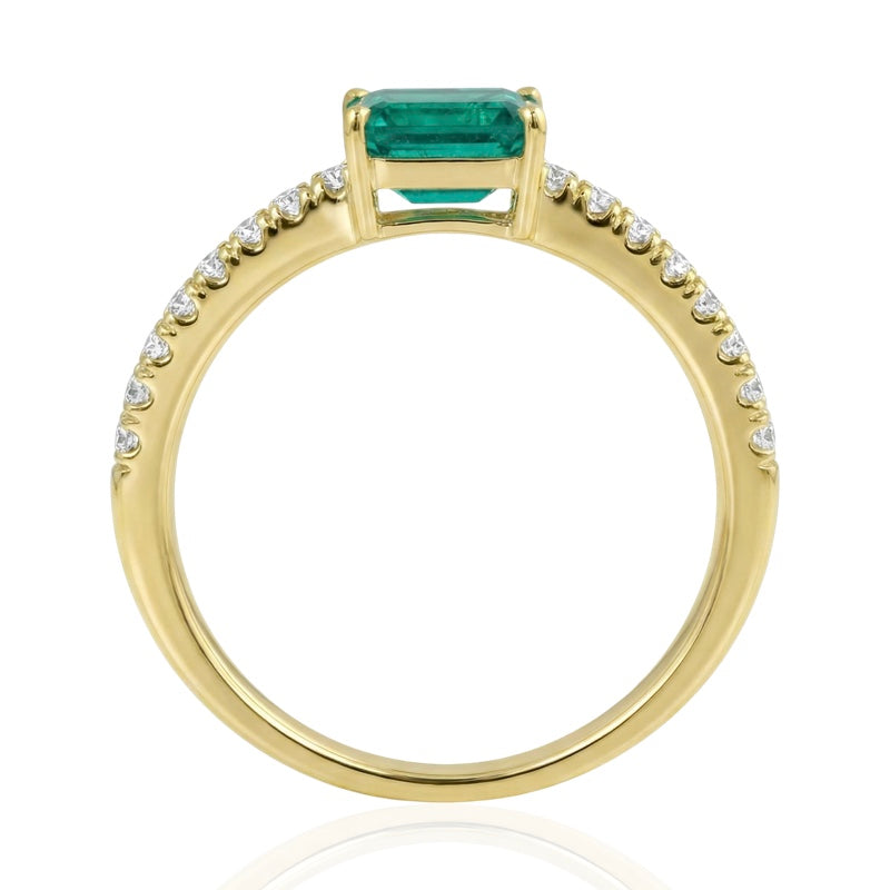 R-44650-EM-Y  Diamond & Emerald Dress Ring