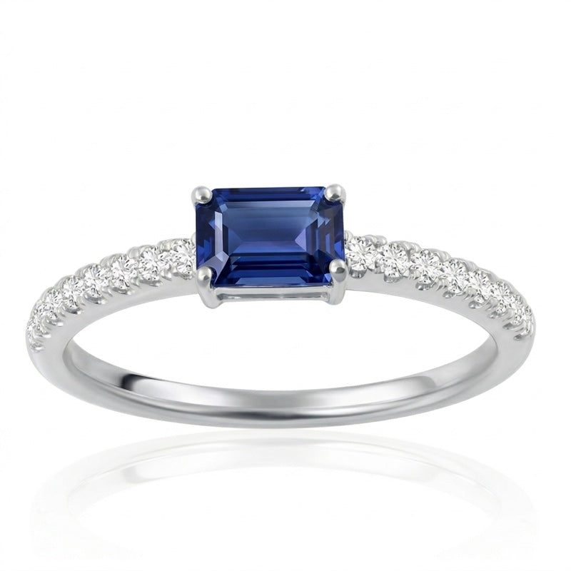 R-44650-SA-W  Diamond & Sapphire Dress Ring