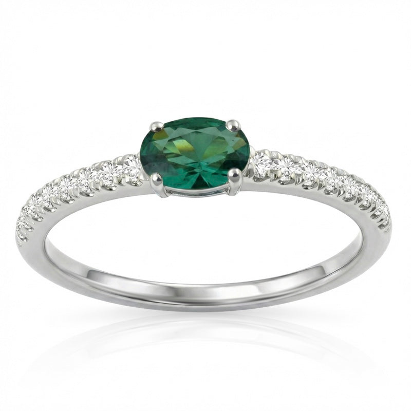 R-44651-EM-W  Diamond & Emerald Dress Ring