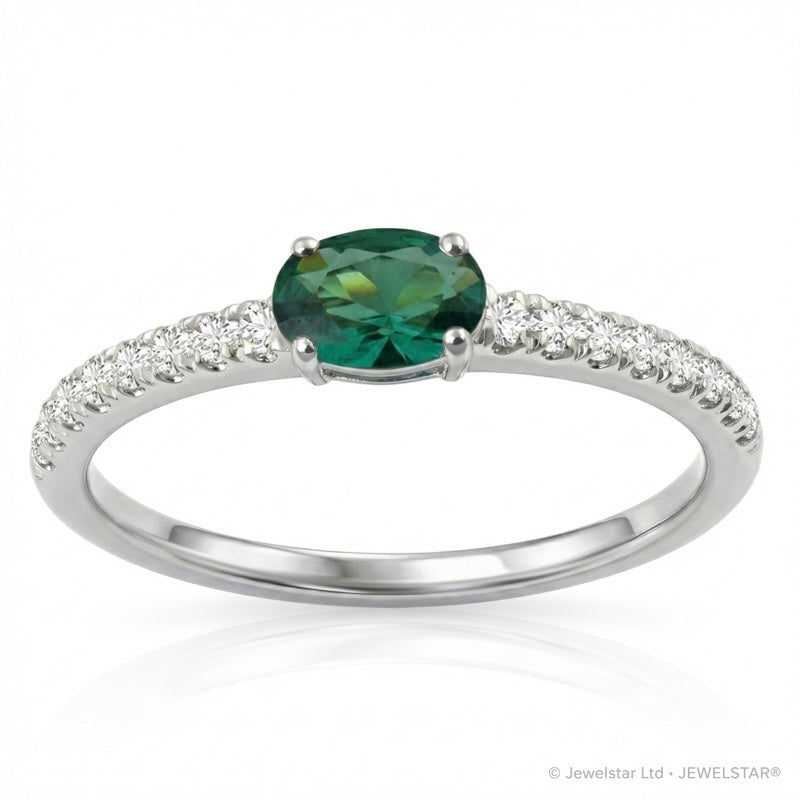 R-44651-EM-W  Diamond & Emerald Dress Ring