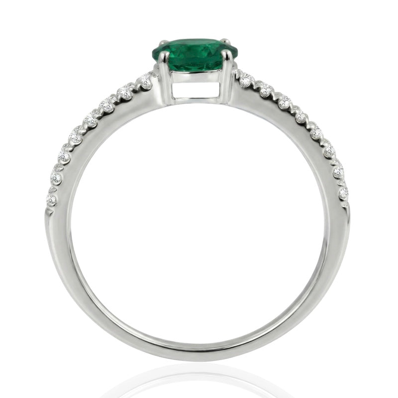 R-44651-EM-W  Diamond & Emerald Dress Ring