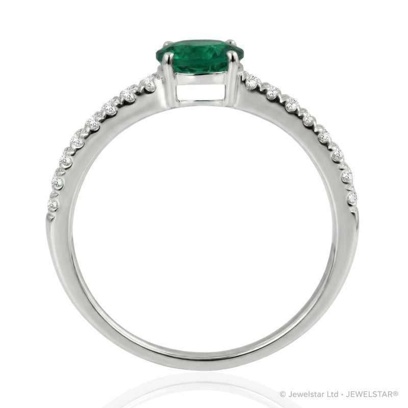 R-44651-EM-W  Diamond & Emerald Dress Ring