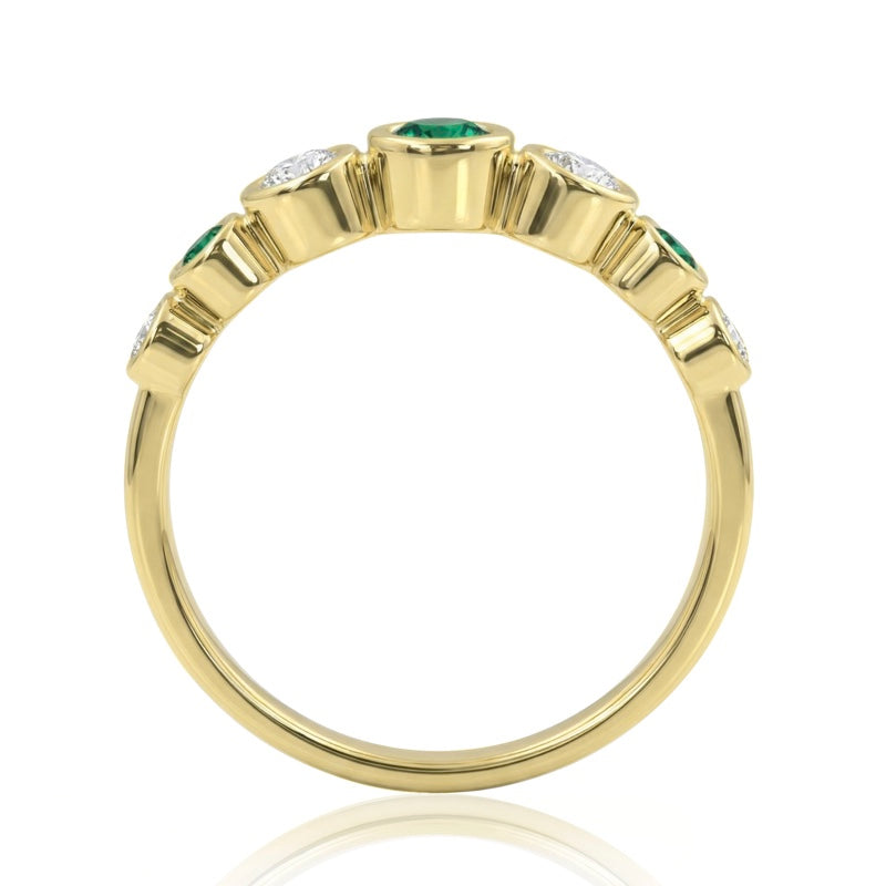 R-44656-EM-Y   Diamond & Emerald Seven Stone Ring