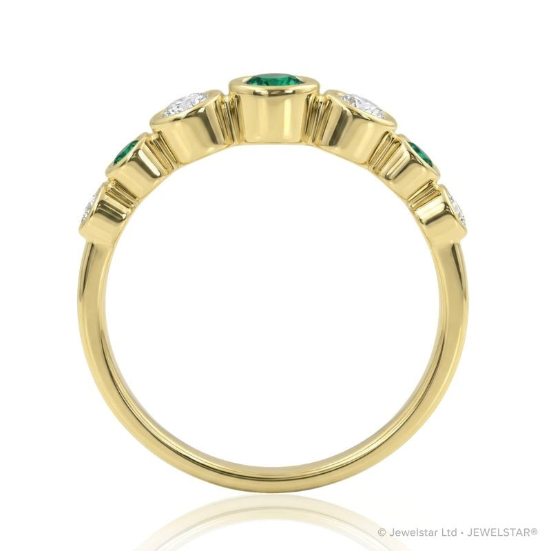 R-44656-EM-Y   Diamond & Emerald Seven Stone Ring