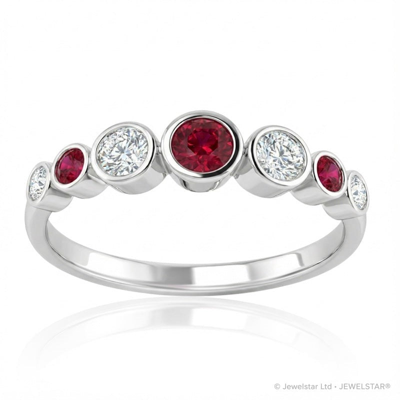 R-44656-RU-W   Diamond & Ruby Seven Stone Ring