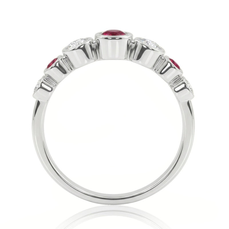 R-44656-RU-W   Diamond & Ruby Seven Stone Ring