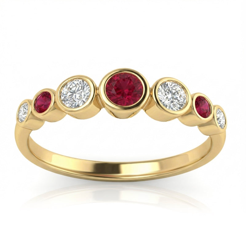 R-44656-RU-Y   Diamond & Ruby Seven Stone Ring