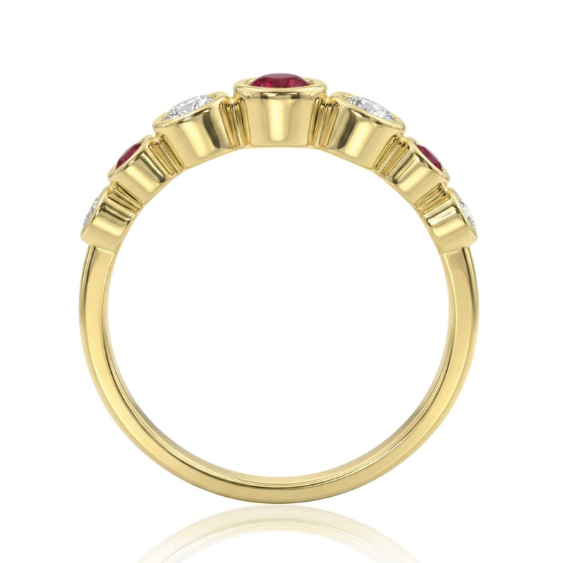 R-44656-RU-Y   Diamond & Ruby Seven Stone Ring