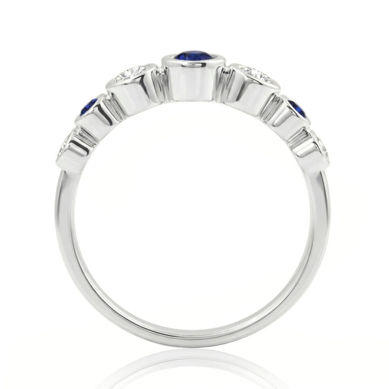 R-44656-SA-W   Diamond & Sapphire Seven Stone Ring