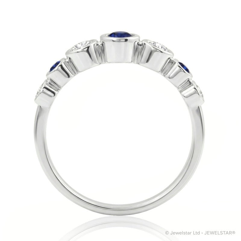 R-44656-SA-W   Diamond & Sapphire Seven Stone Ring