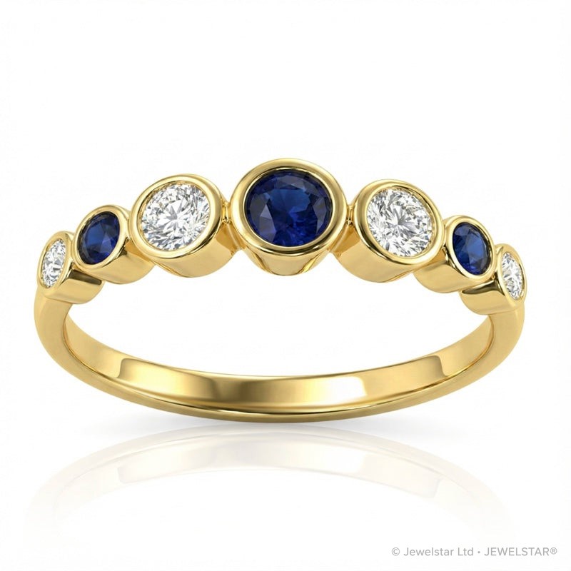 R-44656-SA-Y   Diamond & Sapphire Seven Stone Ring