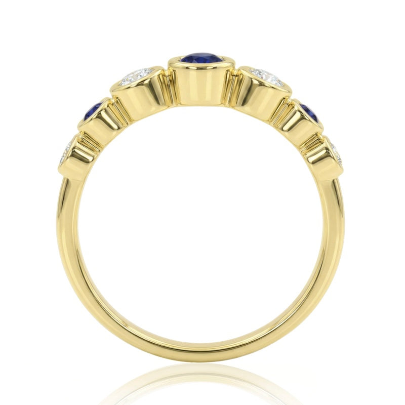 R-44656-SA-Y   Diamond & Sapphire Seven Stone Ring