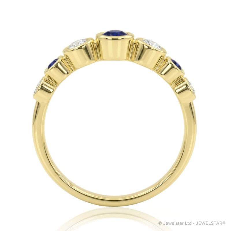 R-44656-SA-Y   Diamond & Sapphire Seven Stone Ring