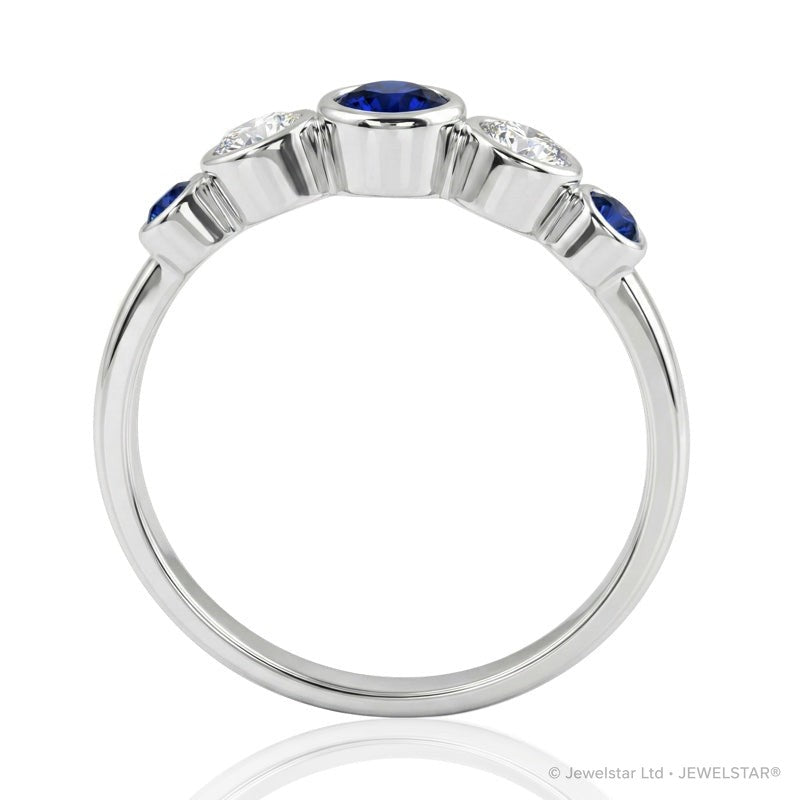R-44657-SA-W    Diamond & Sapphire Five Stone Ring