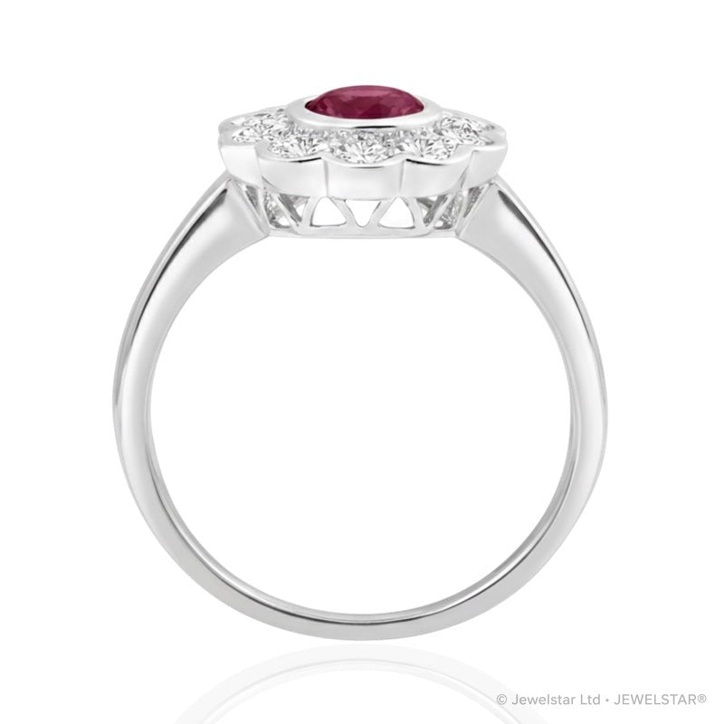 R-44660-RU-W    Diamond & Ruby Cluster Ring