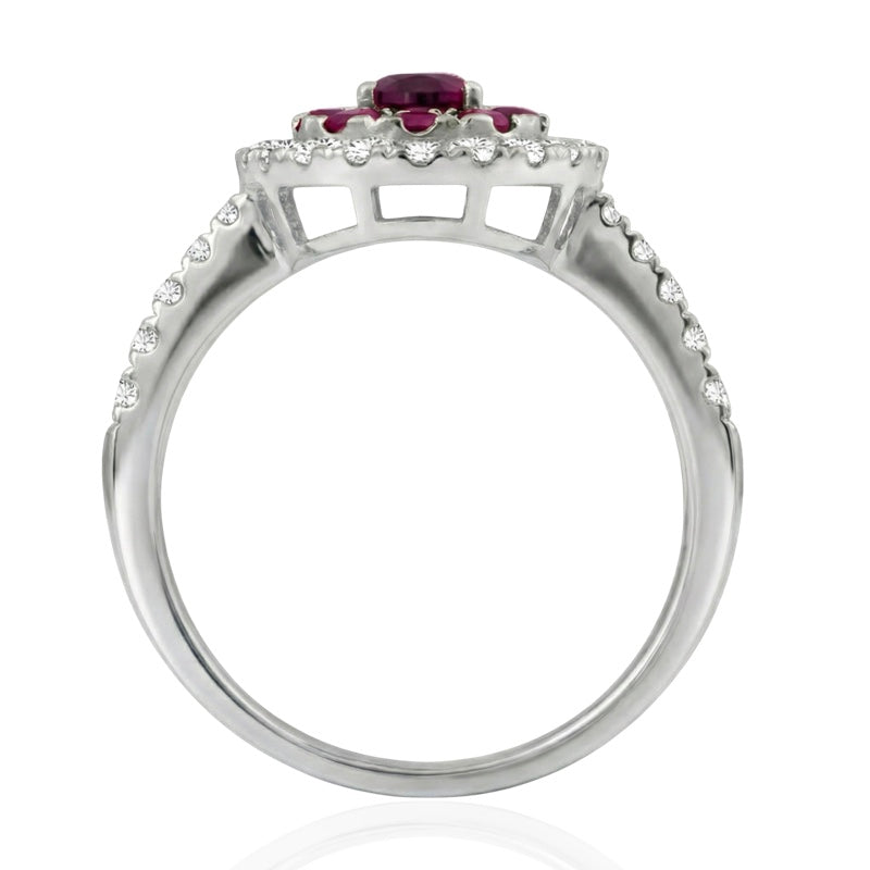 R-44661-RU-W    Diamond & Ruby Cluster Ring