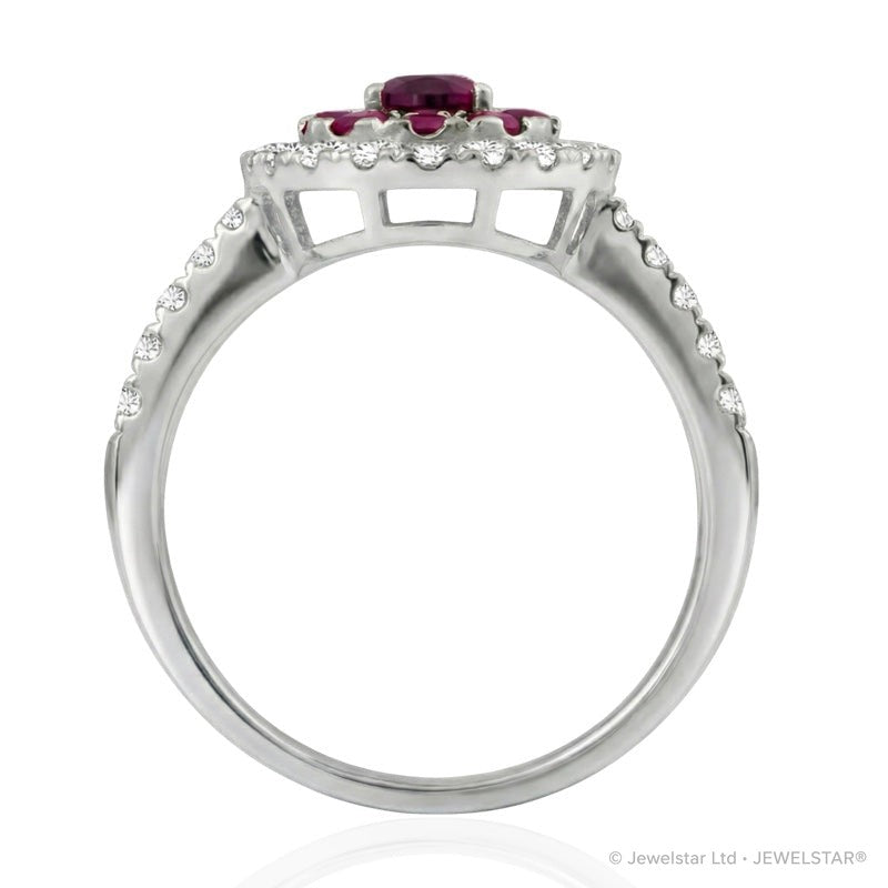 R-44661-RU-W    Diamond & Ruby Cluster Ring