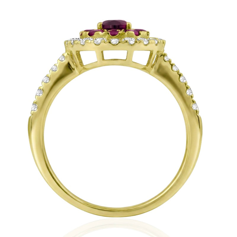 R-44661-RU-Y    Diamond & Ruby Cluster Ring