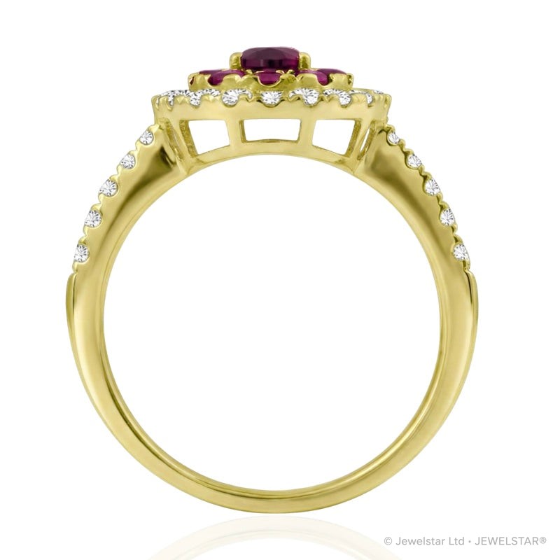 R-44661-RU-Y    Diamond & Ruby Cluster Ring