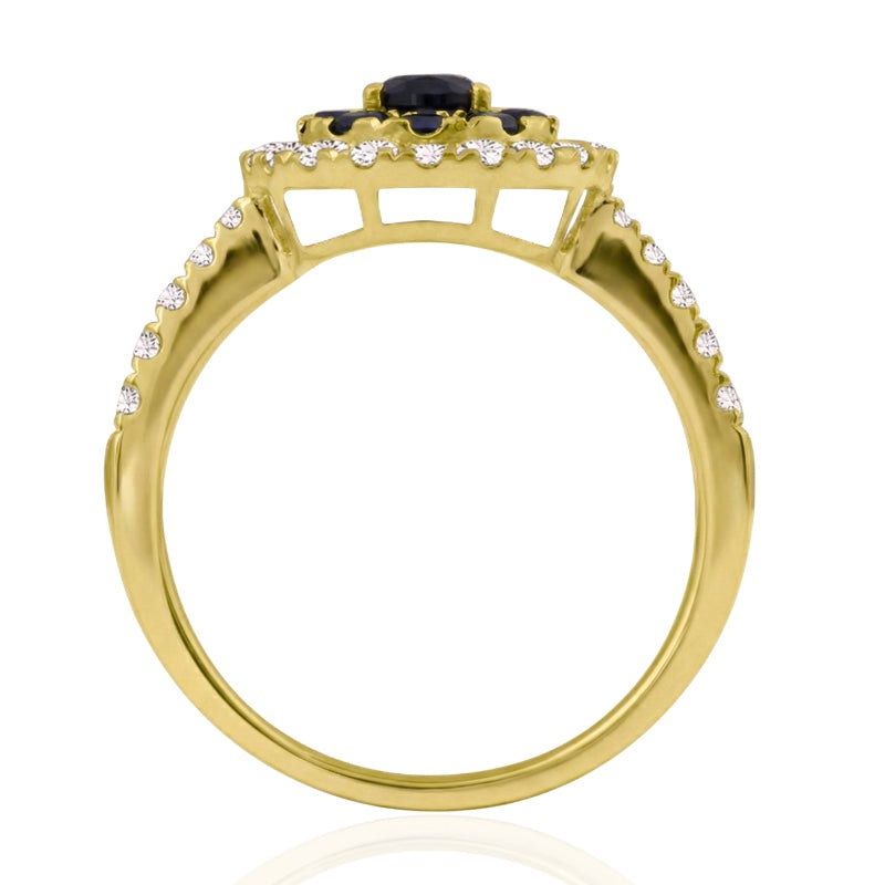 R-44661-SA-Y    Diamond & Sapphire Cluster Ring
