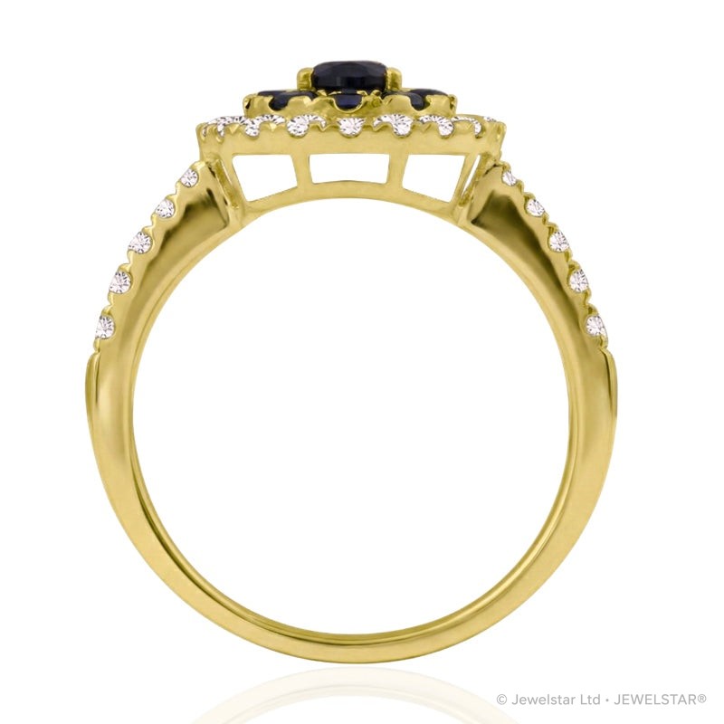 R-44661-SA-Y    Diamond & Sapphire Cluster Ring