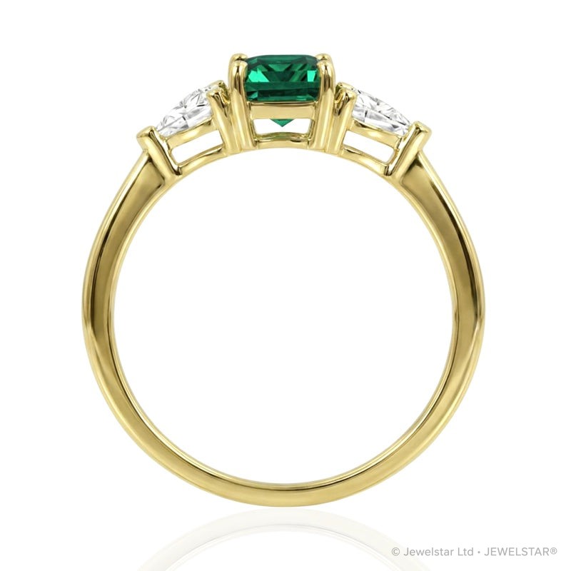 R-44662-EM-Y   Diamond & Emerald Three Stone Ring