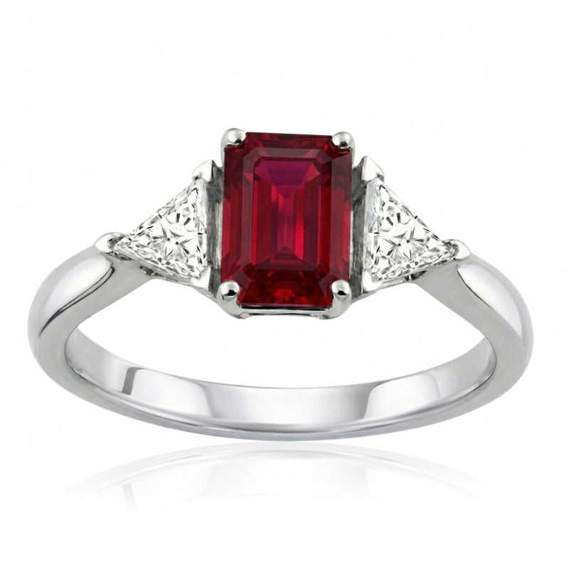 R-44662-RU-W   Diamond & Ruby Three Stone Ring