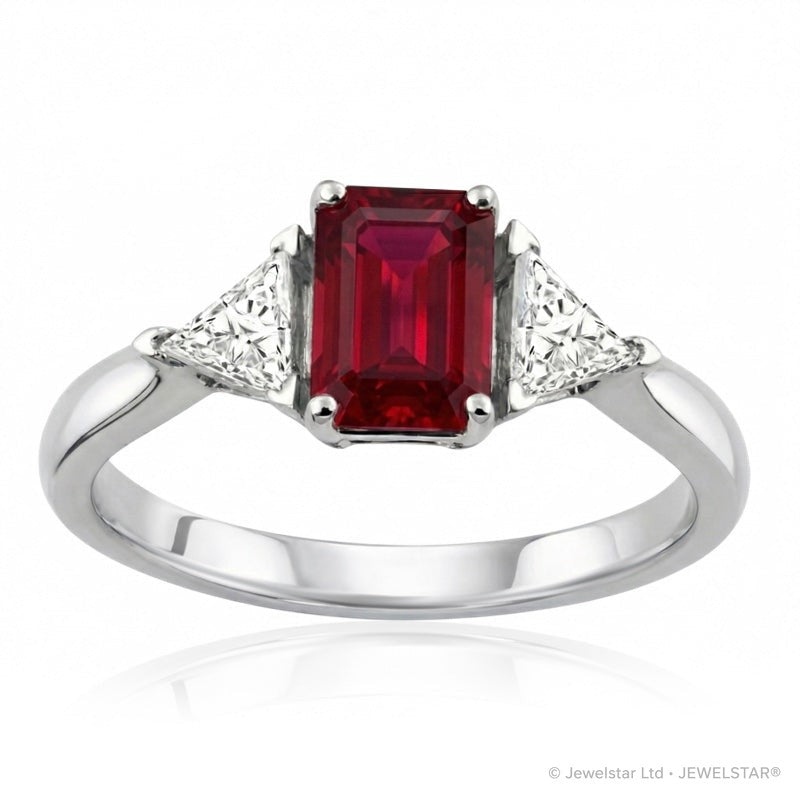 R-44662-RU-W   Diamond & Ruby Three Stone Ring