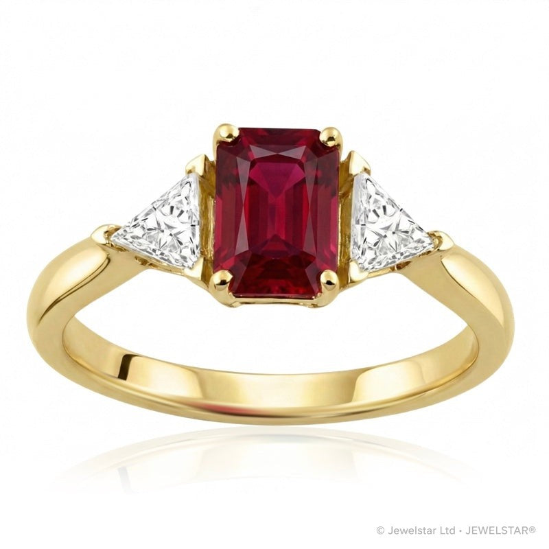 R-44662-RU-Y   Diamond & Ruby Three Stone Ring