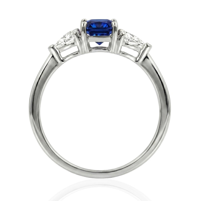 R-44662-SA-W   Diamond & Sapphire Three Stone Ring