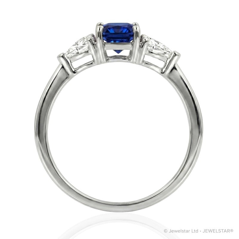 R-44662-SA-W   Diamond & Sapphire Three Stone Ring