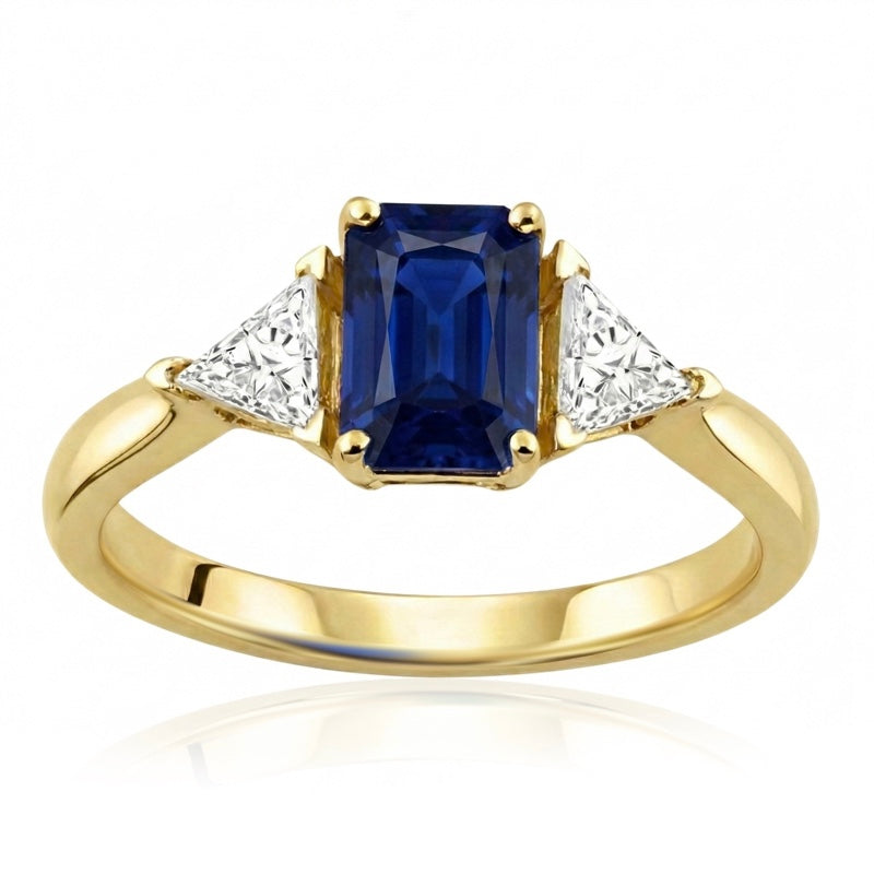 R-44662-SA-Y   Diamond & Sapphire Three Stone Ring